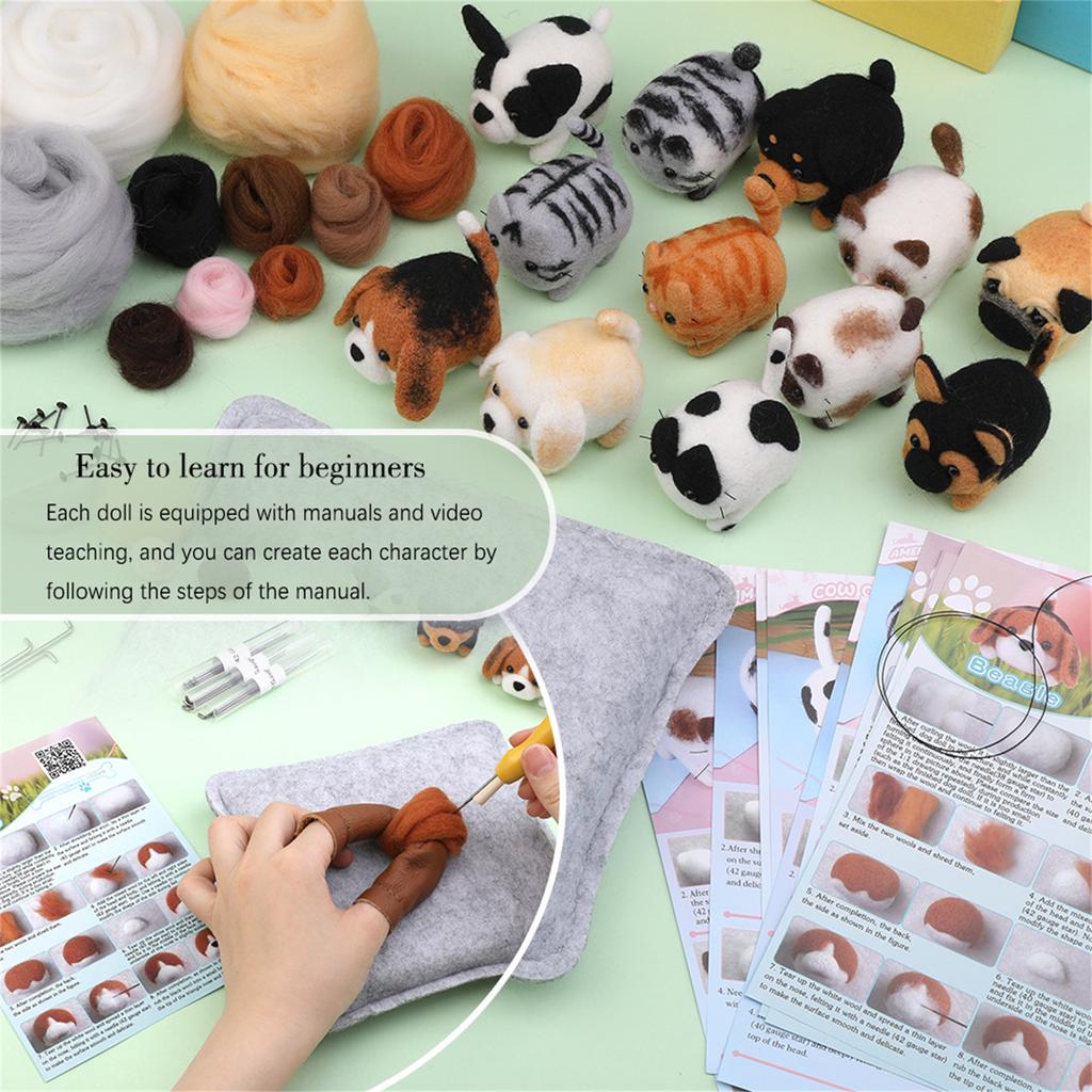 Animal Needle Felting Supplies Kits with Tools for Beginner Needle Felting Set Needle Felting Supplies Kits with Tools
