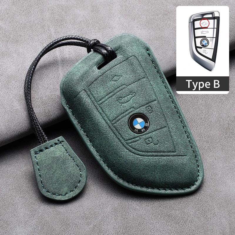 KWYP9 Hot 2025 Suede Leather Car Key Case Cover Shell Fob For BMW X1 X3 X5 X6 X7 1 3 5 6 7 Series G20 G30 G11 F15 F16 G01 G02 F48 Acce