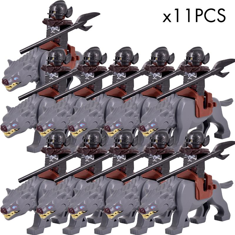 Средневековый лотр Фигурки Орк Солдаты Разбойник Варгр Волк Слон Маунт Рыцари Строительные блоки Кирпичи Игрушки для детей Подарки