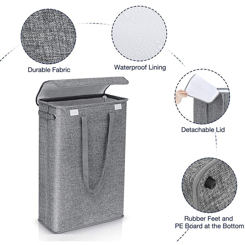 45L Thin Laundry Basket with Cover, Narrow Hand, Fine Hand, Dirty Laundry Basket, Bedroom, Kindergarten, Whole Basket Storage Ba