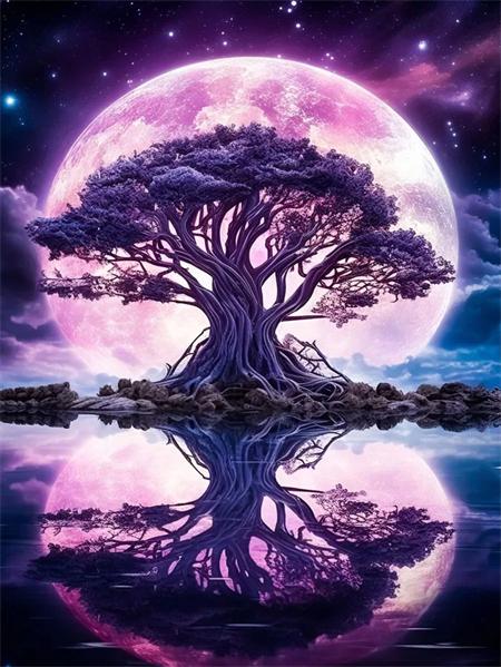 5D Diy Diamond Painting Tree Embroidery Mosaic Fantasy Landscape Full Square Round Home Decor