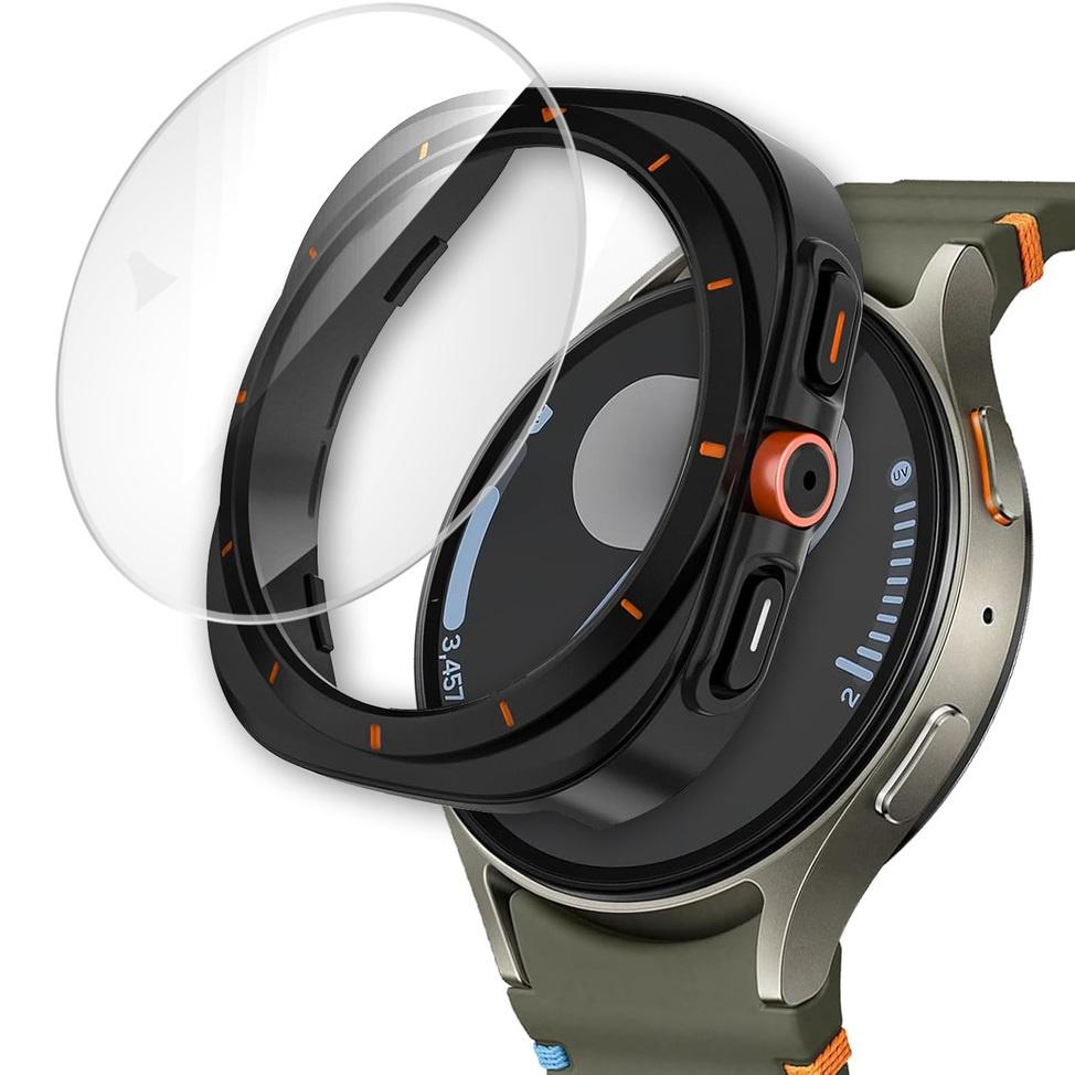 2in1 Case + Tempered Glass for Samsung Galaxy Watch 7 44mm, Black
