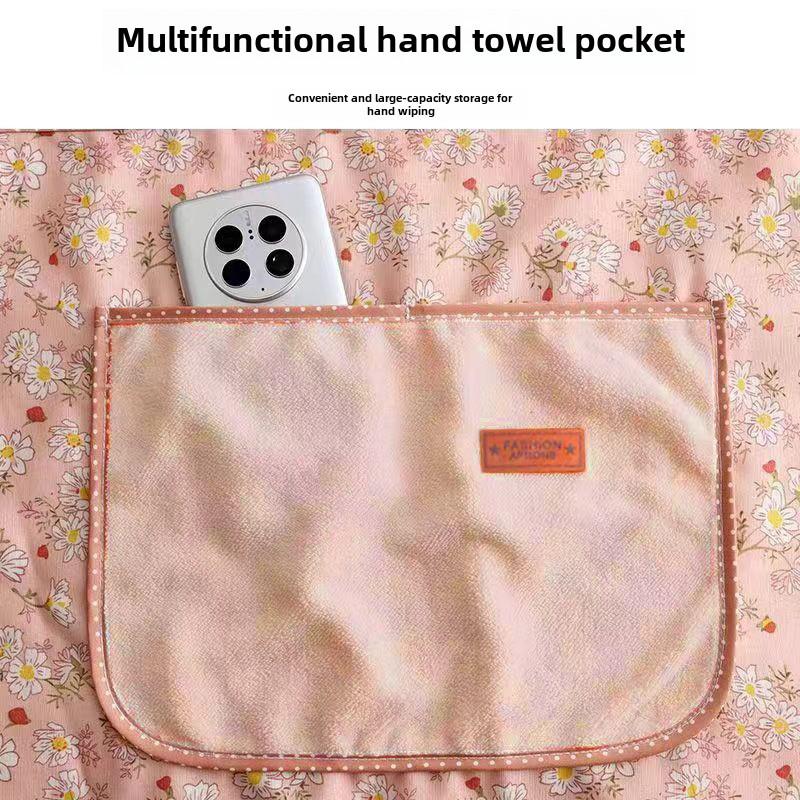 Цветочный холщовый кухонный фартук для женщин с карманами и оборками