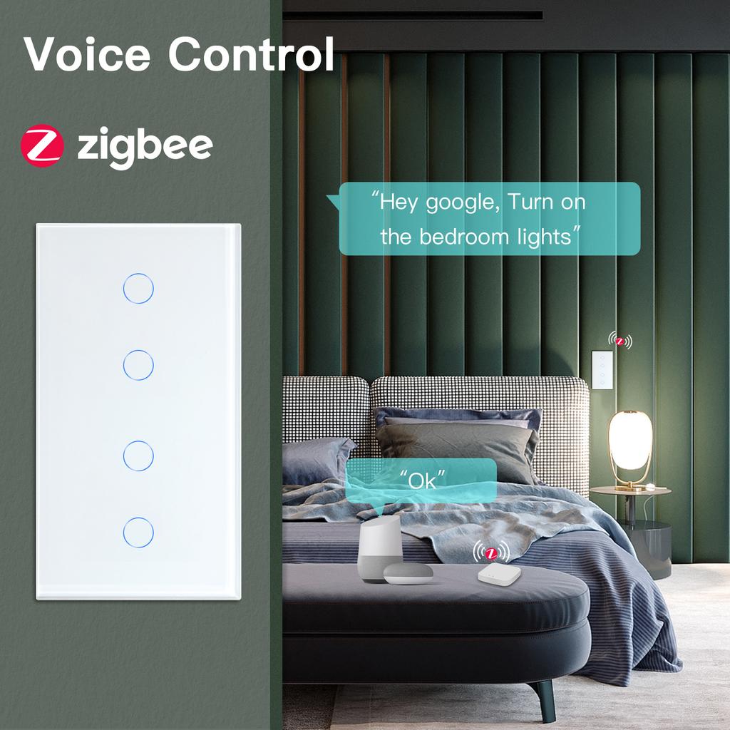 BSEED 2/3/4/6-клавишный Zigbee Умный EU Одиночный Фаза 157 мм Сенсорный Выключатель Света Стеклянная Панель Умный Переключатель Совместим с Alexa Smart Life