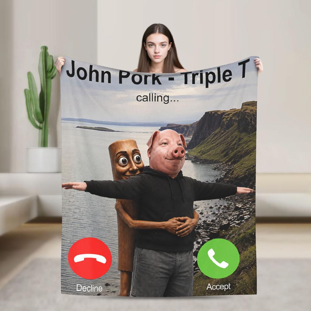 Движение у вашей входной двери Tung Sahur John Свиная Подушка Зимнее Мягкое Плетение Для Девочек Уличный Фланелевый Покрывало