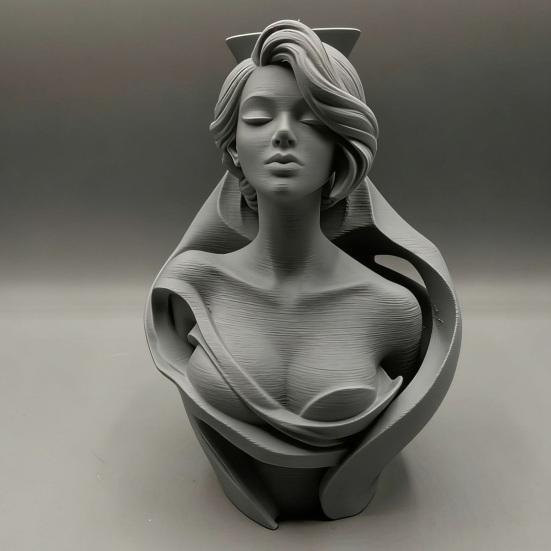 3D-печатная ваза-бюст человека, Художественная скульптура-кашпо для суккулентов, Матовый ПЛА Настольный декор, Креативный подарок для любителей искусства Новоселье