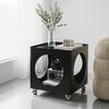 Metal Bedside Table with Wheels, Coffee Table with Storage Space, Italian Style Creative Sofa Side Table - Glass Tabletop