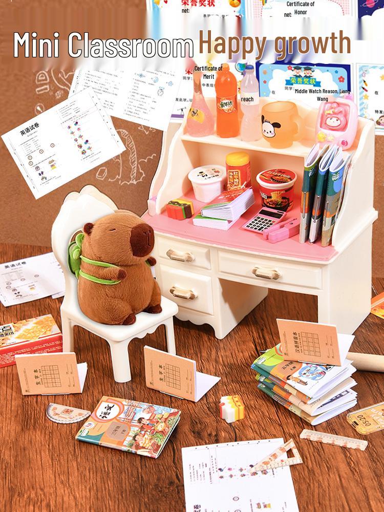 Мини-рюкзак капибары: Детская сумка через плечо для девочек с полным набором канцелярских принадлежностей