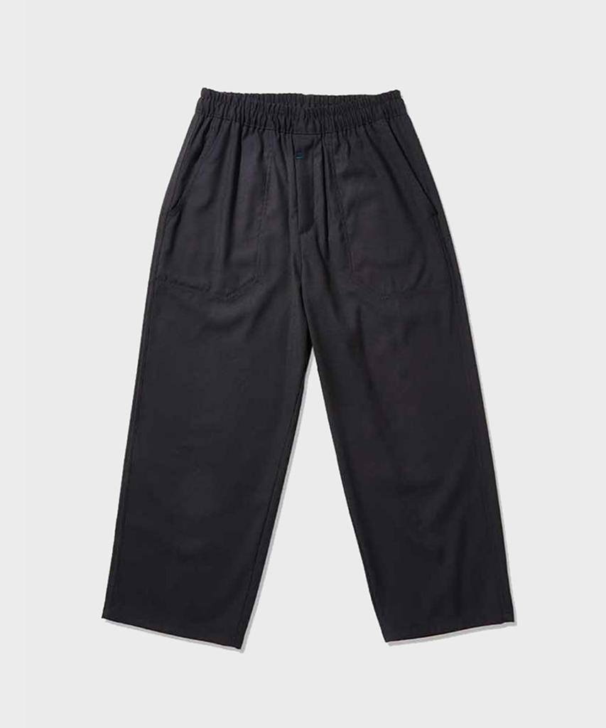 FFEFF STUDIO Pocket Stitch Wide Elastic Waist Pants (Black)
