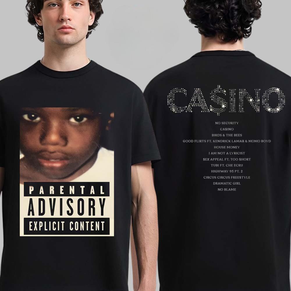 Baby Keem CA$INO CASINO album graphic Tshirt unisex summer 100%Cotton O-neck hip-hop Y2K Short