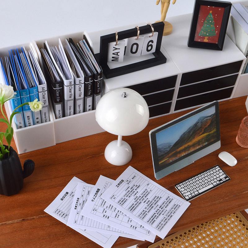 Аксессуары для кукольного домика Мини-доска для записей Зажим для блокнота Папка для файлов Канцелярская доска Игрушки Офисный стол Моделирование Папка Модель