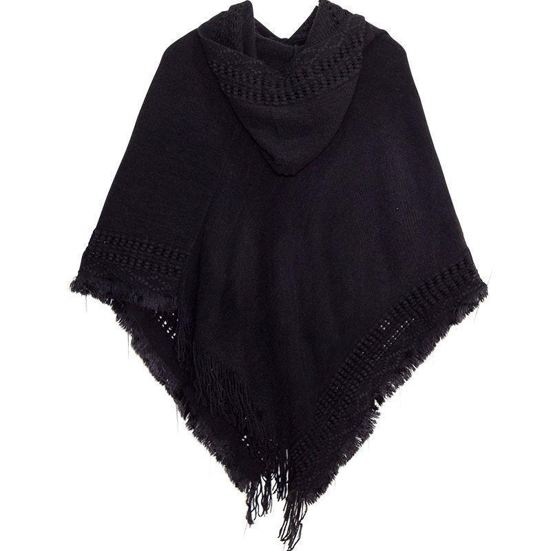 SHANGY2023 Однотонный женский модный шаль-накидка с капюшоном