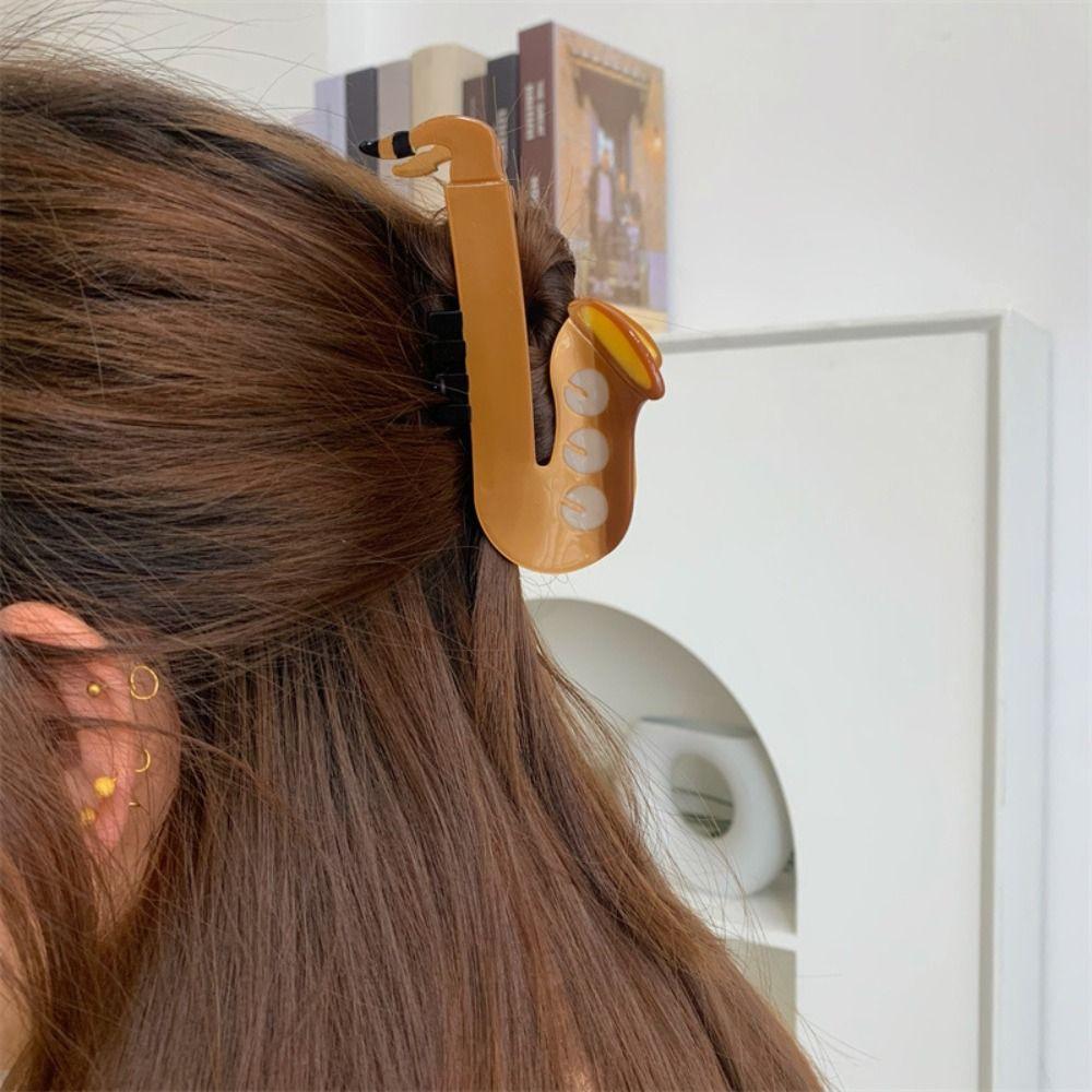 Уксусная кислота Ацетат Гитара Зажим для волос Видеокассета Большой зажим-акула Милый музыкальный зажим для волос Женский