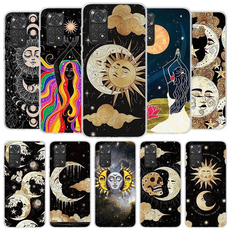 Funny Sun Moon Face Cover Phone Case For Xiaomi Redmi Note 15 14 13 12 11 10 Pro Plus 14S 12S 11S 11T 11E 10S Soft Fundas Shell