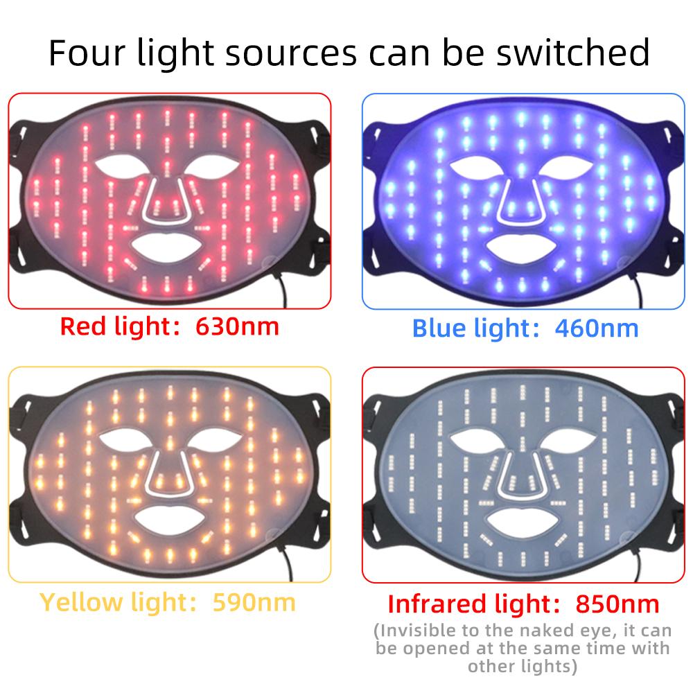 LED Photon Infrared Beauty Mask, USB-Powered Skin Care Device, Reduces Fine Lines & Brightens Skin Tone, Silicone Facial Rejuvenation Mask