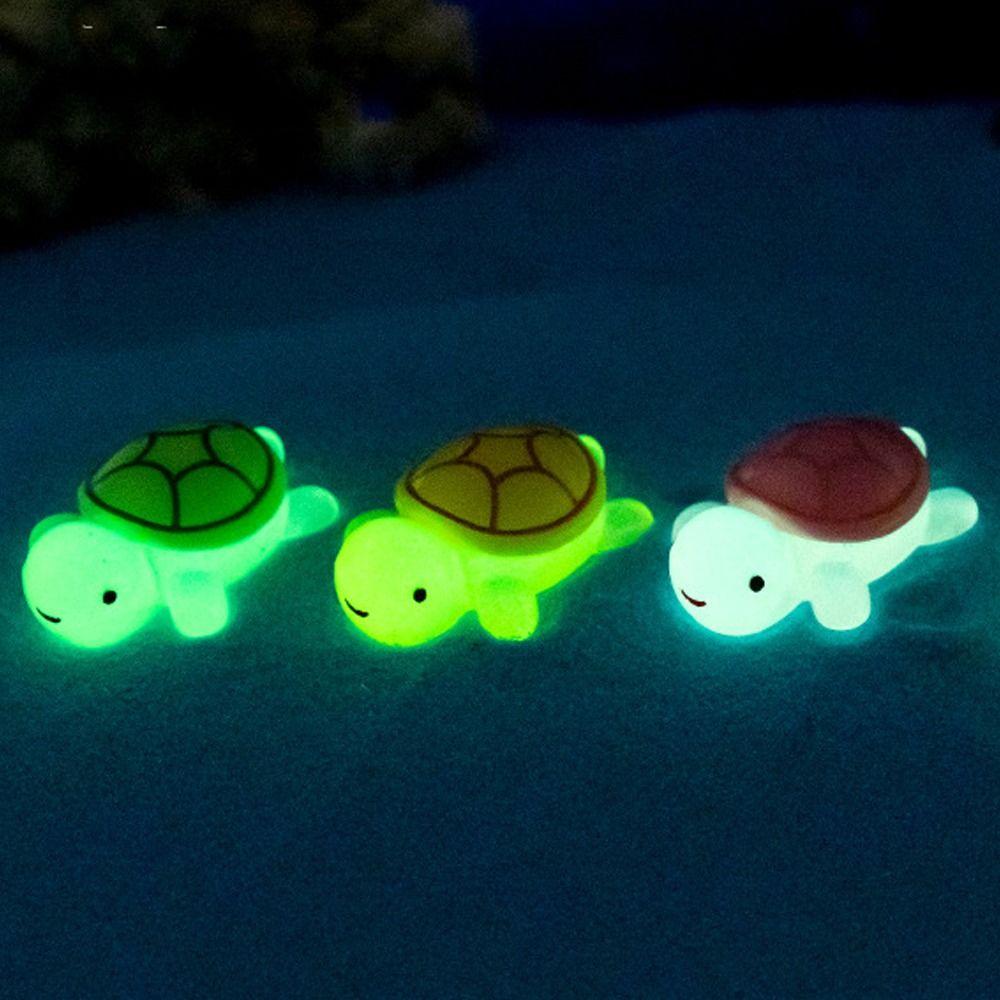 Resin Crafts Mini Luminous Turtles Ornament Cartoon Turtle Statue Home Office Desktop Decor