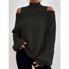 Off-the-shoulder Sweater Pullover for Autumn and Winter, New Loose Semi-high Neck Lantern Sleeve Knitted Sweater for Women
