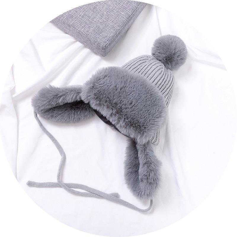 New Baby Boys Girls Hat Kids Children Ear Flap Muff Winter Warm Plush Cotton Cap Outdoor Warm Knitted Beanie Gifts Hat