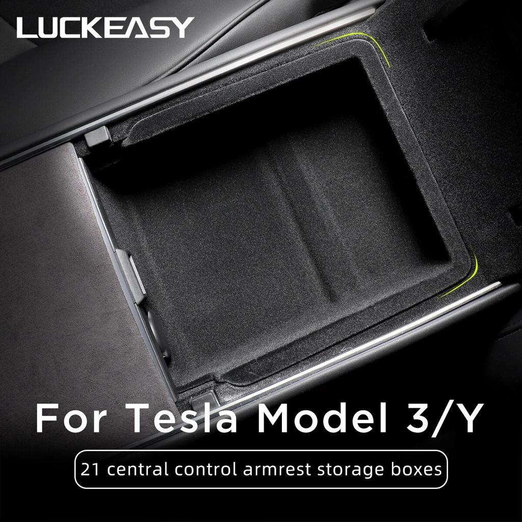 For Tesla Model 3 Model Y 2022 Storage Box Car Central Armrest Flocking ABS Storage Box Organizer Model 3 2023 Accessories