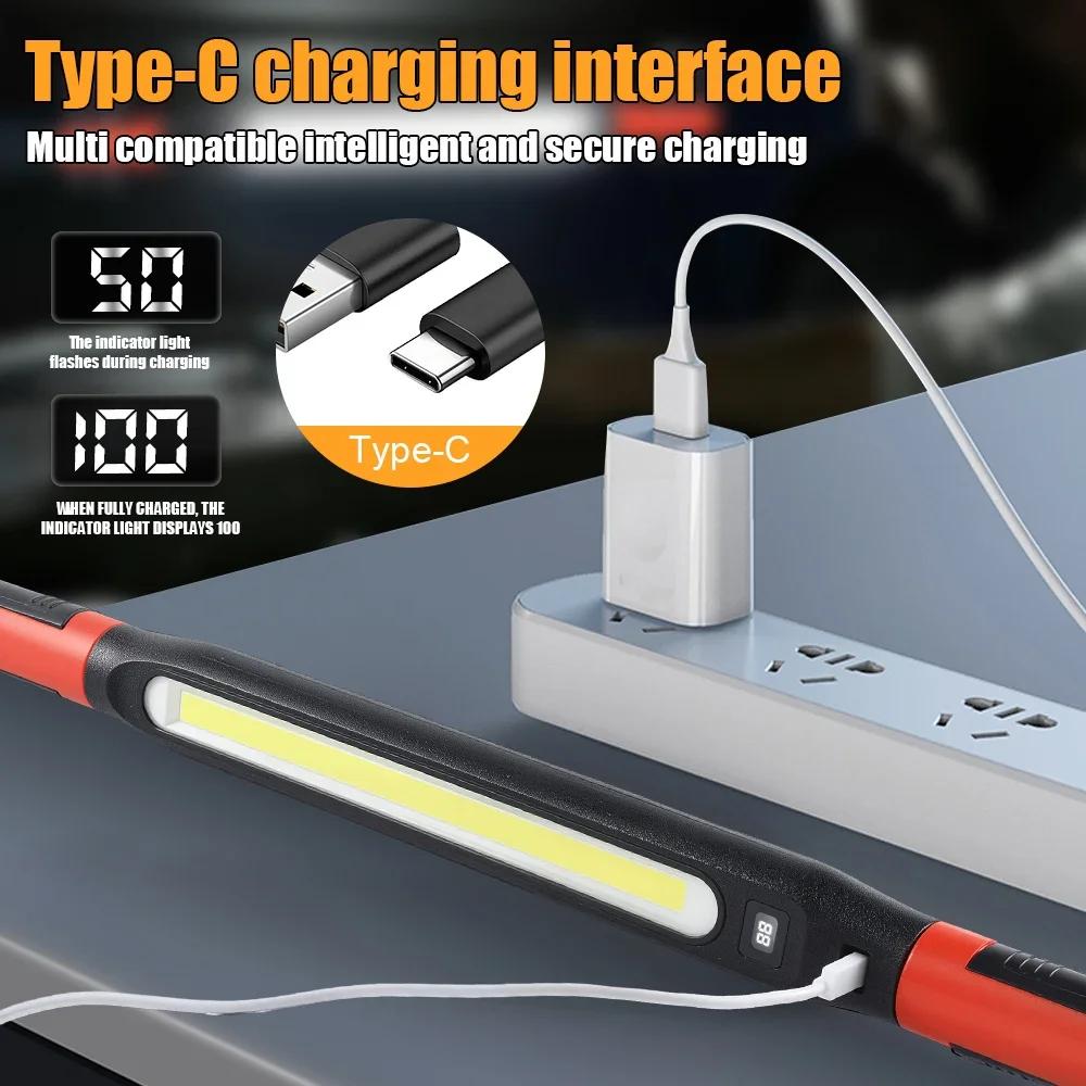 Super Bright LED Flashlight Magnetic Work Light Rechargeable Underhood Work Lamp Bar Built-in Battery for Car Repair Outdoor
