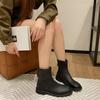 2024 Новые популярные однотонные женские ботинки с темпераментом и универсальными рабочими круглыми носками, застежкой-молнией сзади, модные ботинки