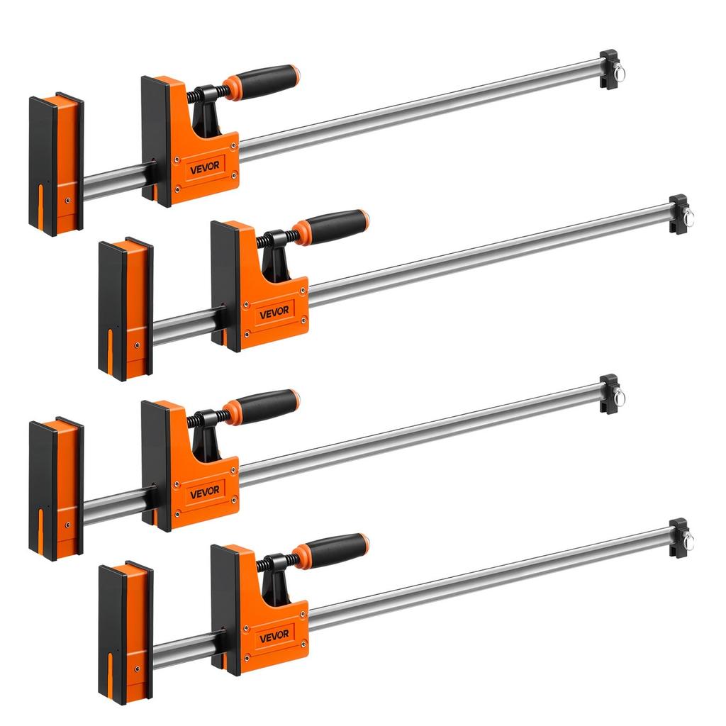 Bar Clamps for Woodworking, 4-Pack, 60.96 cm and 78.7 cm F Clamps, 500 kg Load Limit, Clamp/Spreader 2 Modes, Soft Rubber Pads, Ergonomic Handle,