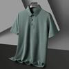 Мужская футболка с коротким рукавом, летняя бесшовная рубашка поло из ледяного шелка в деловом стиле