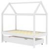 Kids  Bed with Drawer White Solid Pine Wood 70 x 140 cm