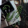 Зеленые Камни Розарий Крест Ожерелье Христианский Центр Девы Марии Аксессуары Цепочка для Свитера Церковные Ювелирные Аксессуары