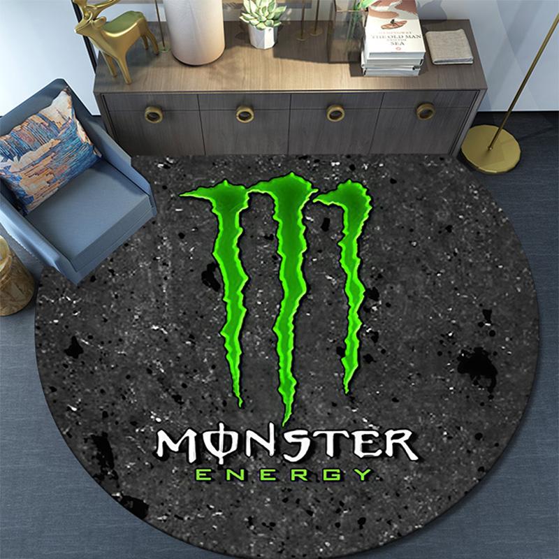 Monster Energy Round Area Rug,Carpet Rug for Living Room Bedroom Sofa Playroom Decor,Non-slip Floor Mat