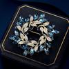 Retro Flower Cluster Brooch, High-end Women's Exquisite Blue Crystal Corsage, with A Niche Design Sense