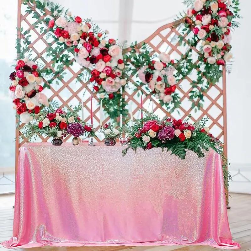 Блестящая лазерная скатерть с пайетками для вечеринки, прямоугольный стол, чехол для свадьбы, детского душа, дня рождения, торта, праздничного банкета