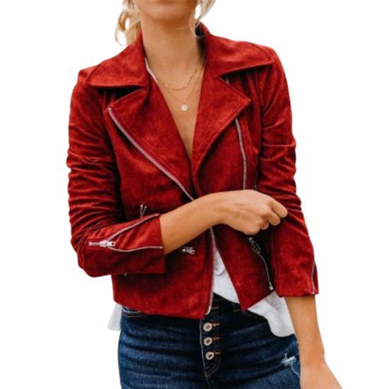 Женская осенне-зимняя куртка на молнии, с лацканами, обычного кроя, однотонная, повседневная, короткая, с длинными рукавами, ветровка