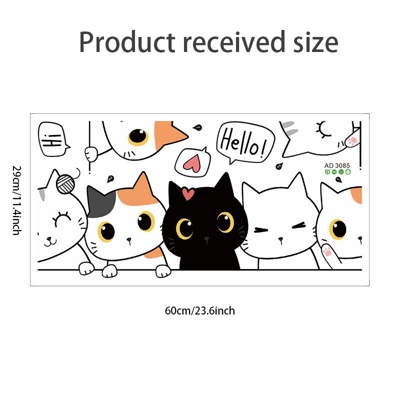 Наклейки Sartoon Cute Cat для украшения дверей шкафа для спальни, водонепроницаемые самоклеящиеся наклейки
