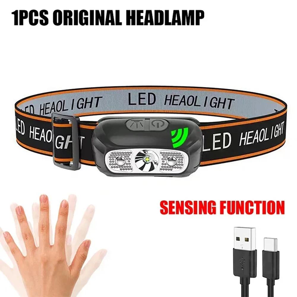 XPE+COB LED Sensor Headlamp USB Rechargeable Camping Search Light Headlight Led Head Torch Head Flashlight for Fishing Lantern