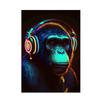 Abstract Pop Art Monkey Earphones Dj Music Wall Poster Prints Neon Light Effects Canvas Painting Rock Animal Home Bar Room Decor