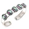 Mystic Topaz Gemstone 925 Sterling Silver Cuff Bangle Adjustable