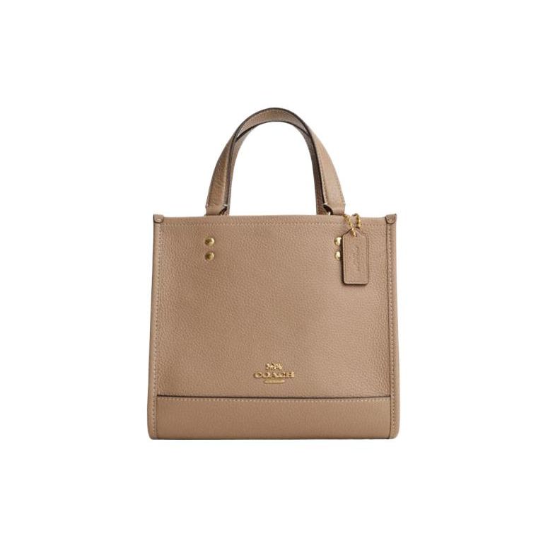 Coach Мини-тоут из фактурной кожи цвета тауп с фирменной биркой для повседневного использования