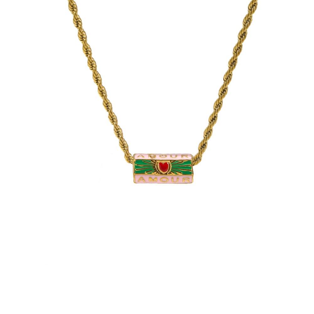 Sweet Charm Turkish Eye Multi Color Necklace Wish Card Hexagonal Neck Chain Jewelry Accessories