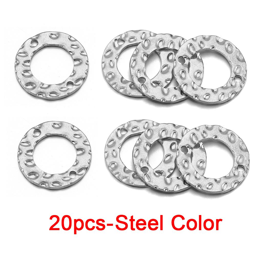 20pcs Stainless Steel Double Hole Texture Circle Ring Gold Color Charms Pendants Earrings Conectors for Jewelry Making DIY