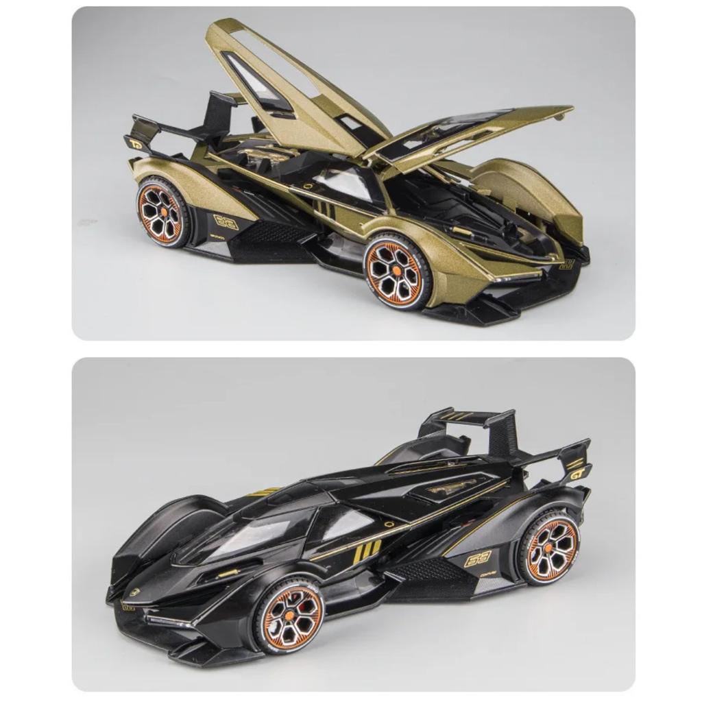 1/22 Lamborghini V12 GT Alloy Miniature Car Model Diecast Metal Scale Car Sound and Light Collection Children Toy Car Vehicles Gift