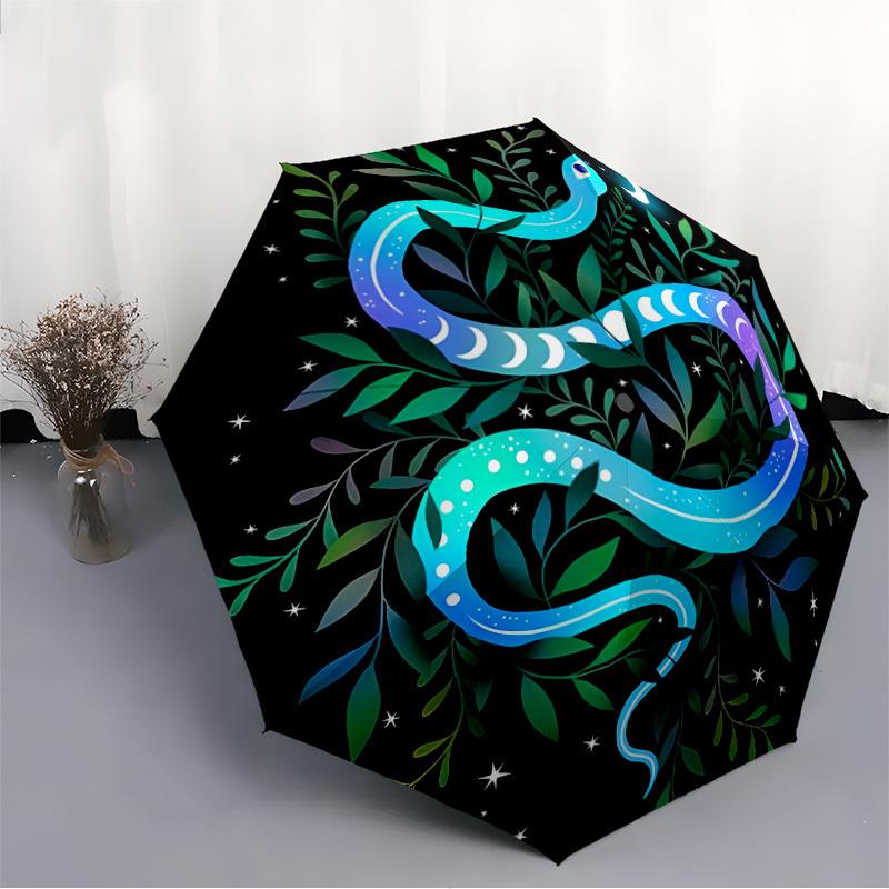 1pc Moon Snake Auto Open/Close Leisure Umbrella, Portable Folding Umbrella for Travel, Themed Events, It is suitable as a gift for various festivals,