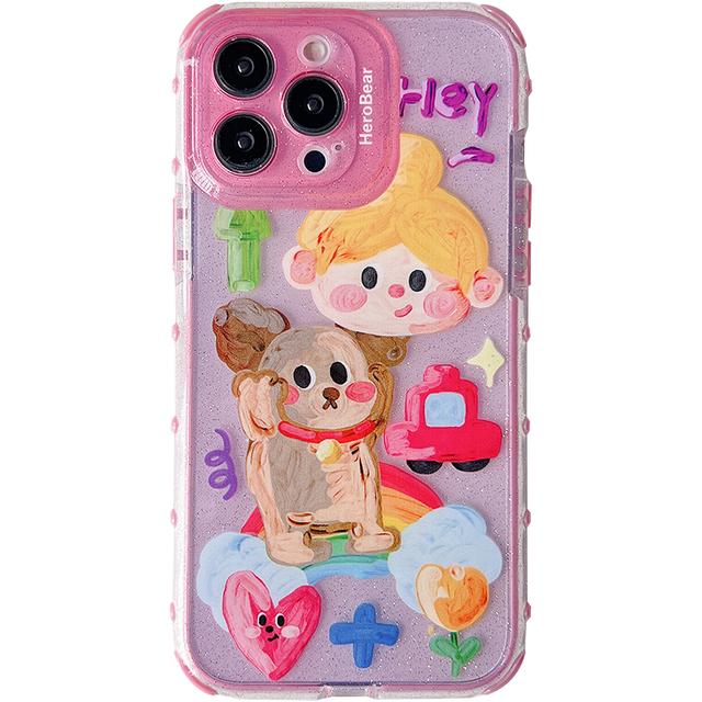 Прозрачный чехол с конфетами и сладким граффити для собаки и медведя для Iphone 13 12 11 14 Pro Max, блестящий защитный чехол в виде ракушки