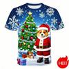 Summer Round Neck 3D Christmas Series Printed Top Fashionable Casual Short Sleeved Children's Boy T-shirts