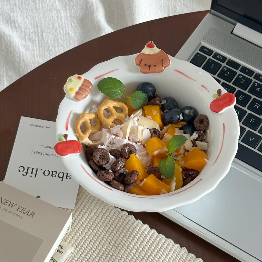 Factory Direct Lelyi Original Puppy Relief Ceramic Bowl Home Cartoon Dessert Fruit Yogurt Bowl
