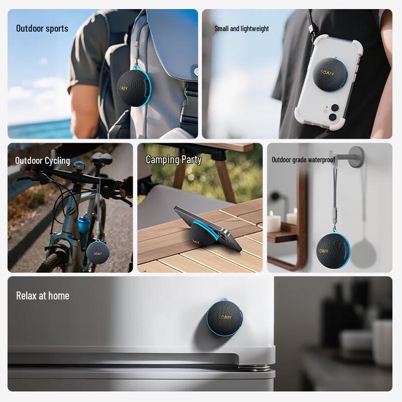 Soaiy SD-92 Portable Bluetooth Speaker with Magnetic Phone Holder CN plug (adapter included)