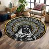 "Dark Gothic Statue with Skulls Design" Print Round Rug, Living Room, Bedroom, Playroom Carpet, Non Slip Floor Mat, Gift