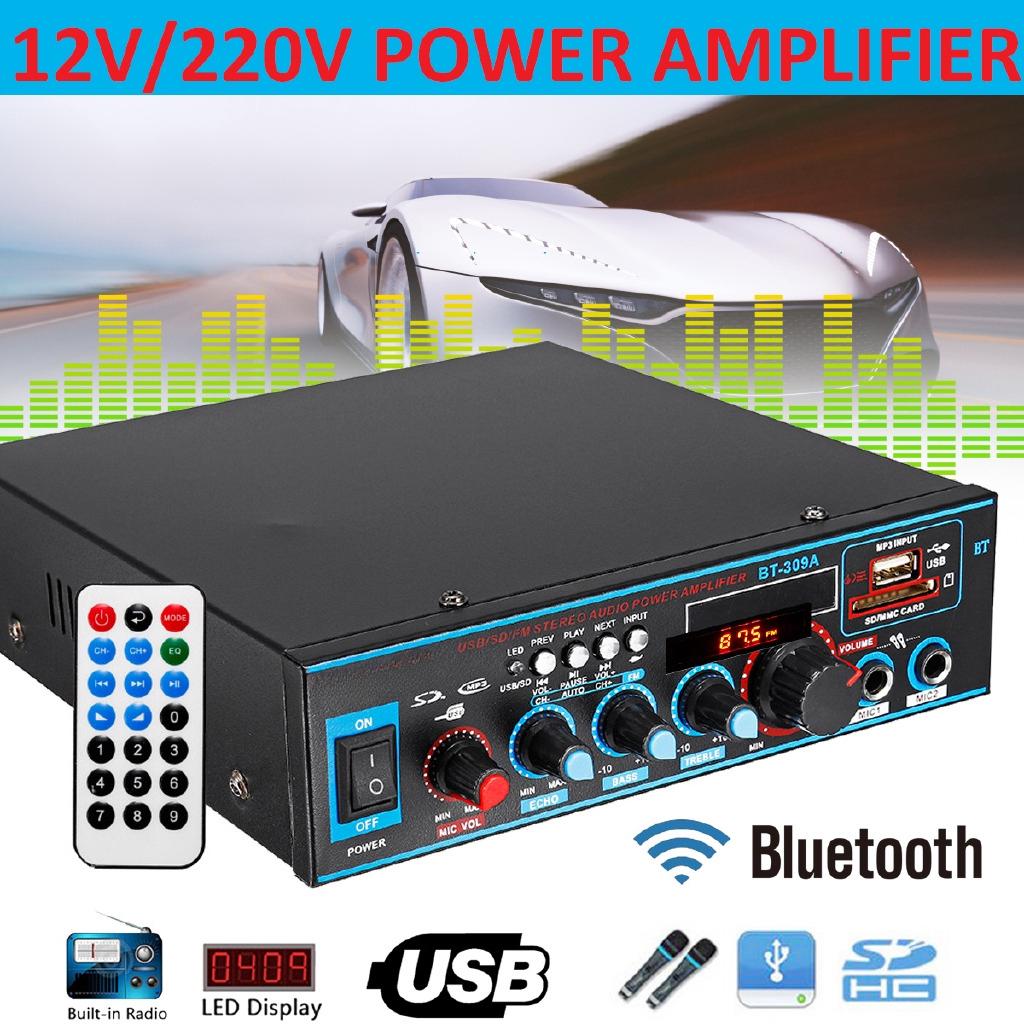 12В/AC 220В Bluetooth FM-радио Автомобильный Домашний Караоке Аудиоусилитель HIFI Аудио Стерео Усилитель мощности