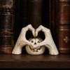Creative Tricky Desktop Decor Gothic Skeleton Heart Hand Sculpture, Spooky Halloween Resin Abstract Pumpkin Statue, Style Interior Ornament