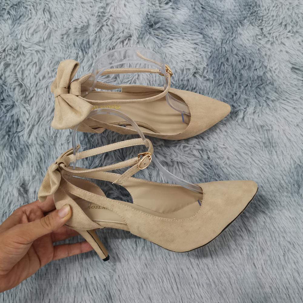 Women's Pumps Ankle Strap Sandals Slingback Bow High Heels Kitten 9cm Pointed Toe Heel Party Wedding Dress Comfortable Shoes
